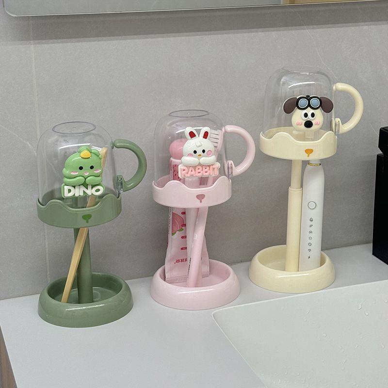 Cute Toothbrush & Toothpaste Storage Rack Set with Cup
