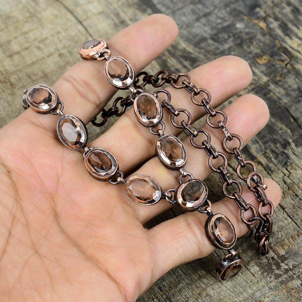 Faceted morganite necklace electroformed copper necklace adjustable chain necklace designer jewelry handmade gemstone necklace wedding gifts