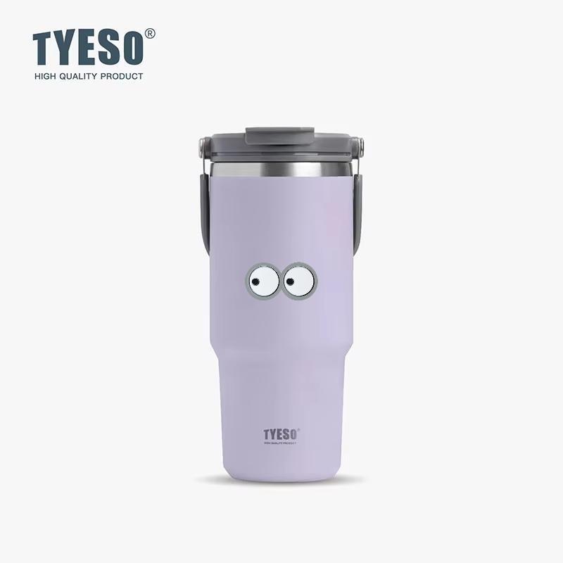 Tyeso 1050ML Big Capacity Travel Mug Vacuum Cup Stainless Steel Coffee Cup Cold Hot Double-layer Insulated Cup Tumbler with Eye Sticker