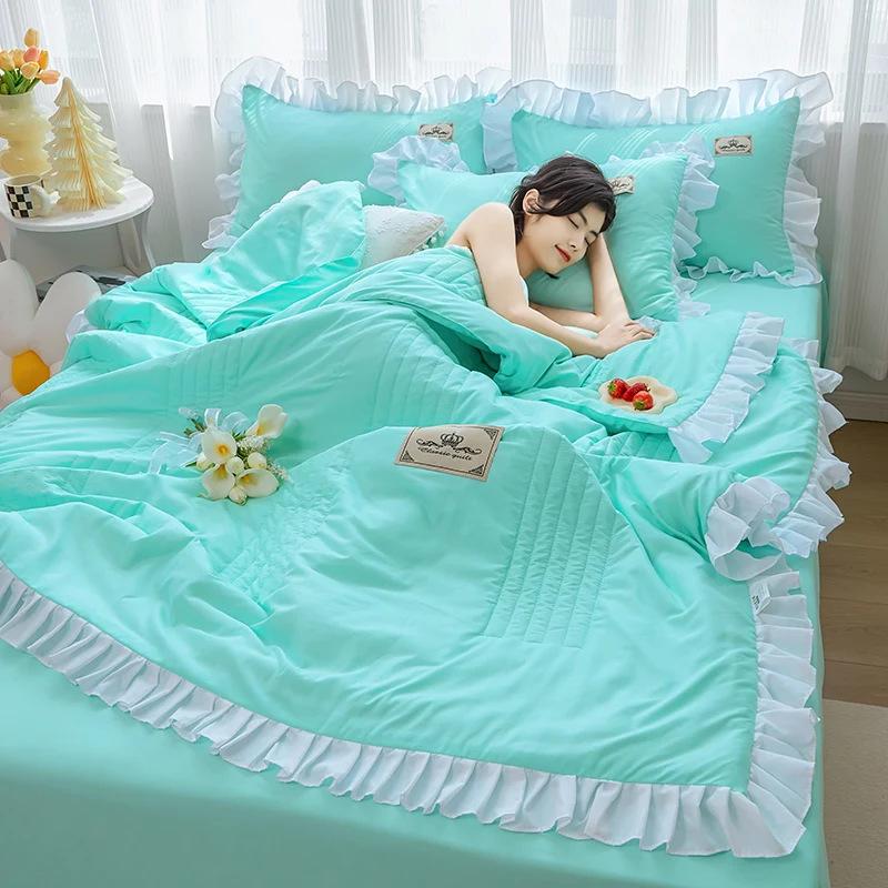 

Летнее прохладное одеяло, кружевное, смываемое водой, хлопковое летнее одеяло с кондиционером, 1/4 шт., одинарное или двойное тонкое одеяло, можно стирать в машине 220x240cm