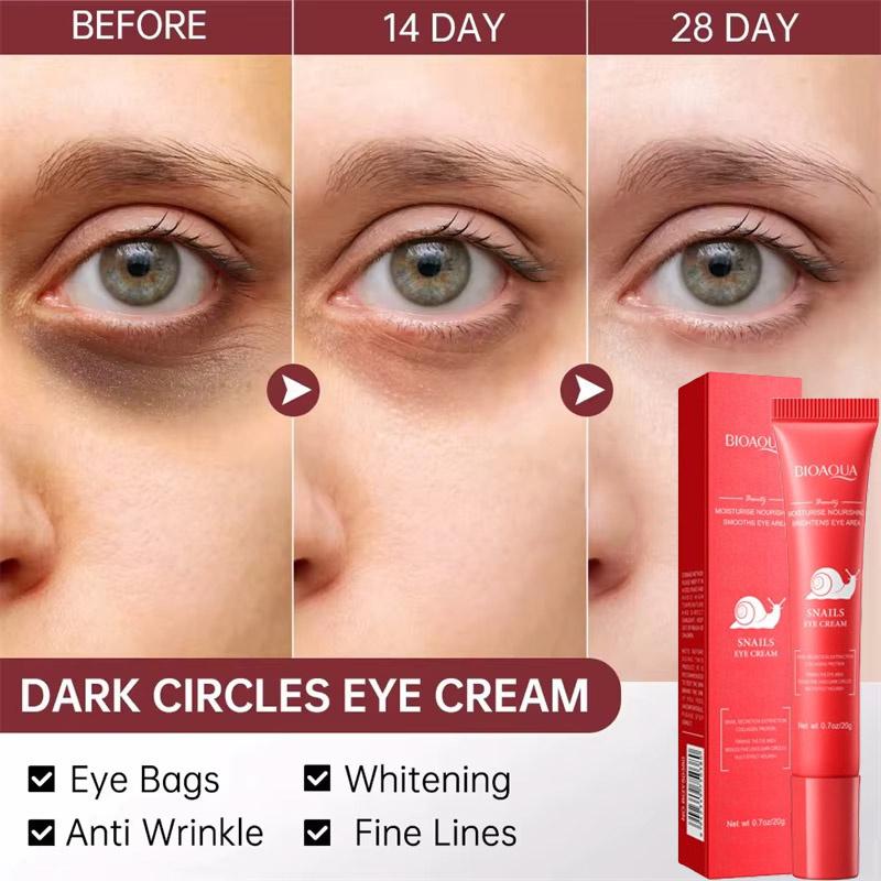 Eye Cream Instant Wrinkle Remove Snail Essence Remove Fine Lines Eye Bags Anti Dark Circle Puffiness Moisturize Firming Eye Care