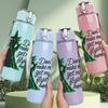 1PC Statue Of Liberty Quote Art 750ml Color Plastic Sports Water Bottle Leakproof Flip Straw Lid Suitable for Sports Office Home Use