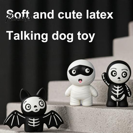 Latex Dog Toys for Aggressive Chewers Skeleton Toy, Halloween Squeaky Chew Mummy Safe Odorless Pet Chewing Bat Shapes, Interactive Toy Anxiety Relief