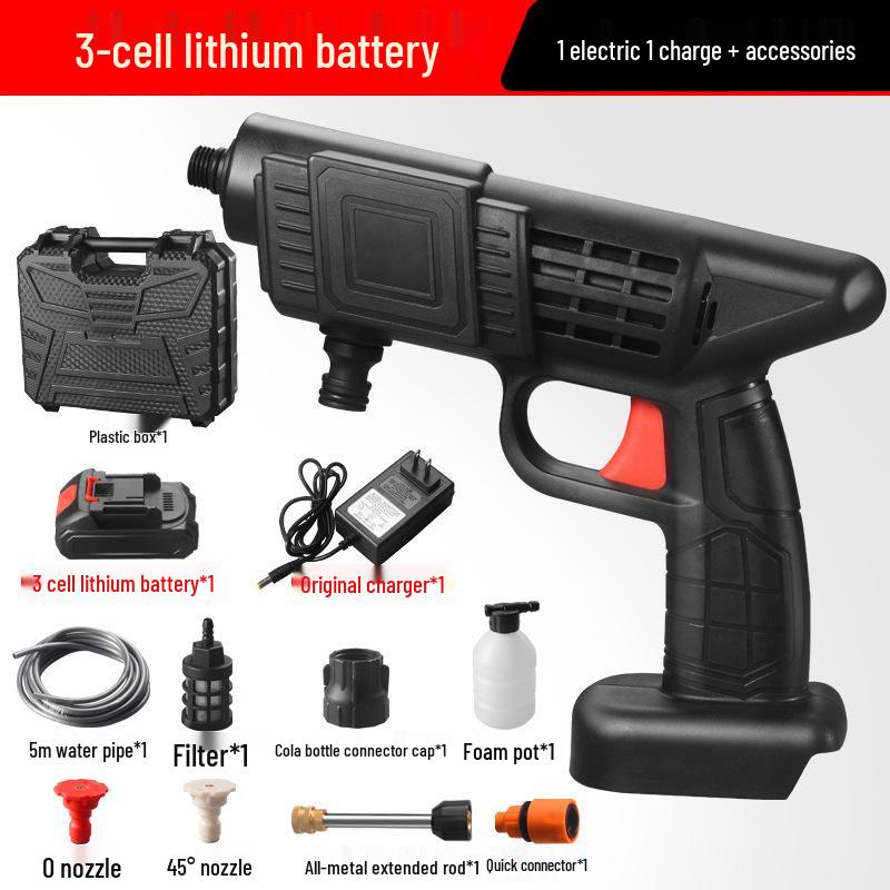Cordless High-Pressure Washer: Portable Lithium Battery Water Gun for Cars & Garden.
