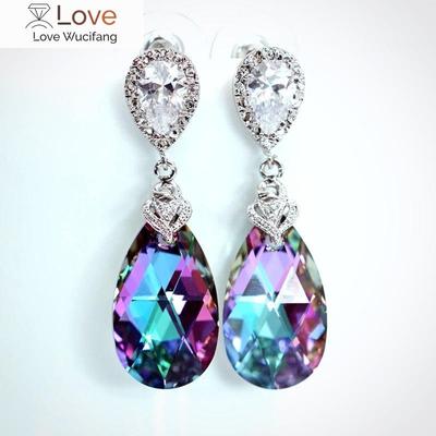 Trendy Dangle Earrings for Women Temperament Female Luxury Party Jewelry with Dazzling Crystal Aesthetic Lady Accessories