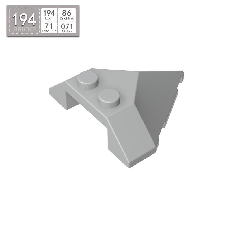 

BRICKE 4x4x1 Pointed Wedge Piece Compatible with LEGO 22391, Educational Building Blocks, Loose Parts 50g (approx. 28 pcs) светло-серый