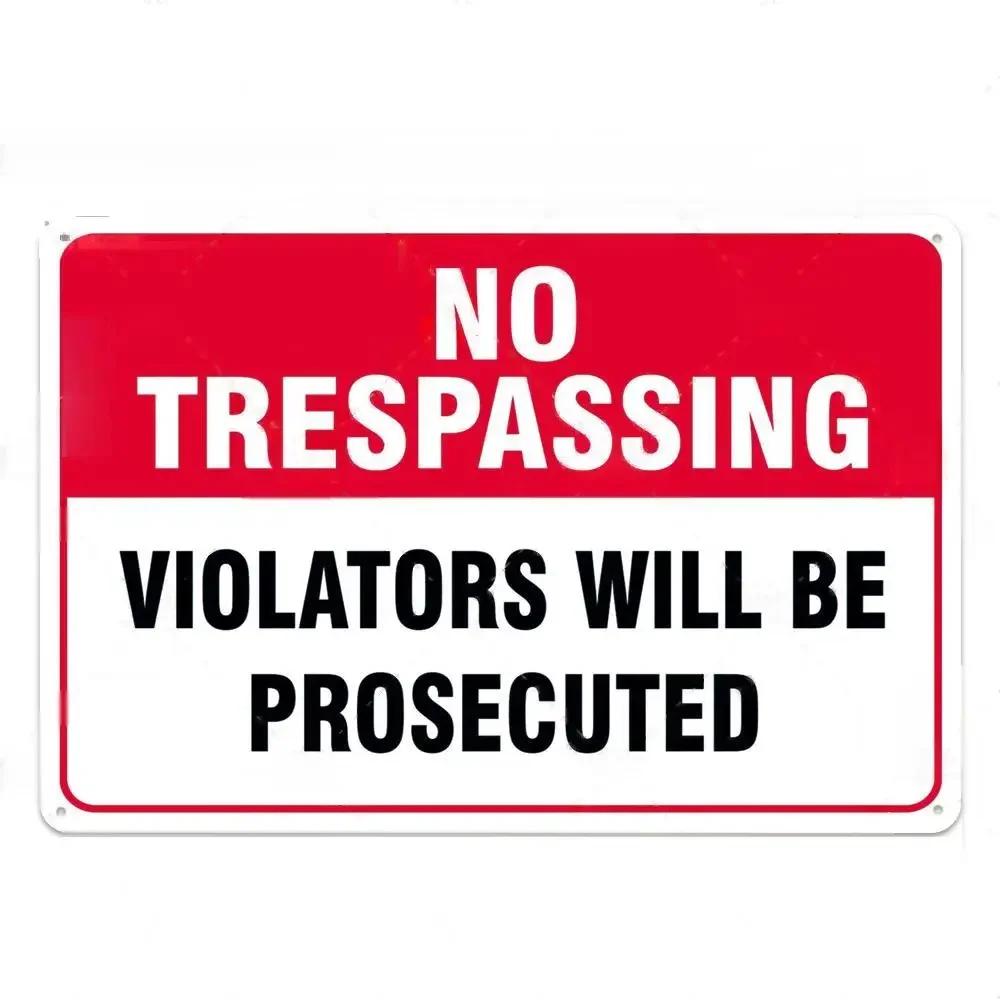 Putuo Decor No Trespassing Tin Signs Warning Plaque Metal Video Surveillance Wall Art Poster Plate Yard Iron Painting Sticker