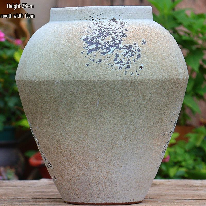 Large Retro Handmade Ceramic Planter for Succulents and Bougainvillea - Aged Coarse Pottery for Hotel and B&B Decor.