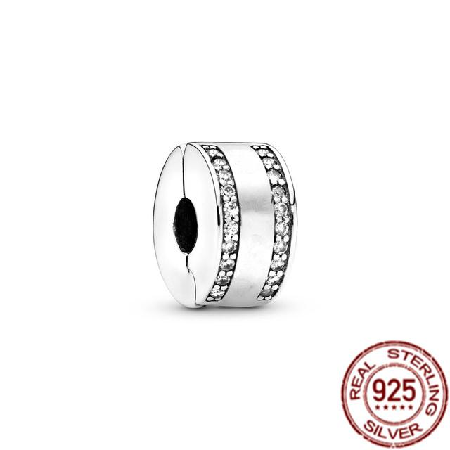 Bande de cœurs et pavé d'étoiles de mer, breloque à Clip en argent Sterling 925, perle adaptée au Bracelet de mode Original, bijoux fins, cadeau à faire soi-même