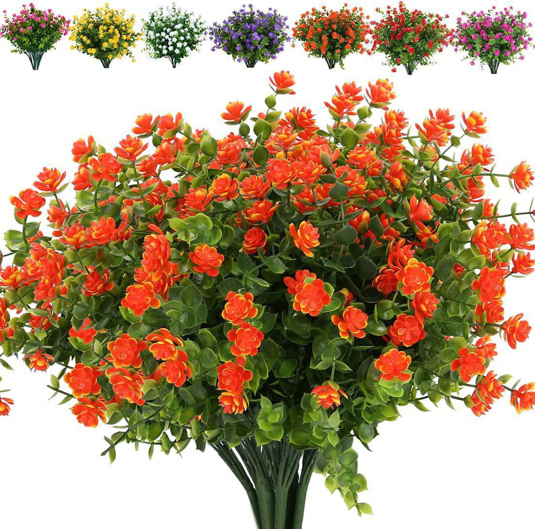 

Искусственная цветочная композиция из эвкалипта и камелии для украшения улицы оранжевый