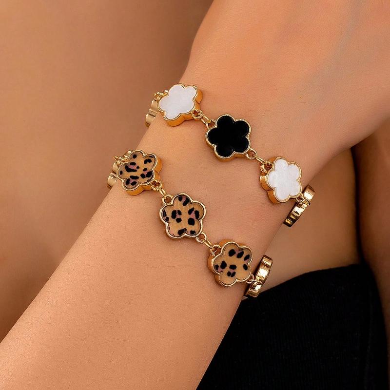 1pc  Patchwork Clover Flower Bracelet, Elegant Gorgeous Yet Minimalist Fashion Design, Suitable For Women, Ideal For Date Night