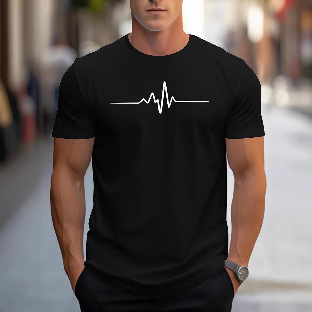 Men's Loose Fit Cotton Graphic Tee - Casual Sports Anime Print, Crew Neck Short Sleeve