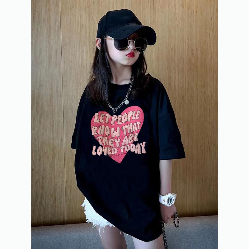 Trendy Summer Girls' Short-Sleeve T-shirt - Medium & Large Sizes