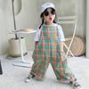 Toddler Girls Plaid Jumpsuit One-Piece Overall Harem Pants Sleeveless Playsuit Kids Bodysuit Romper Children Outfits 3-8T