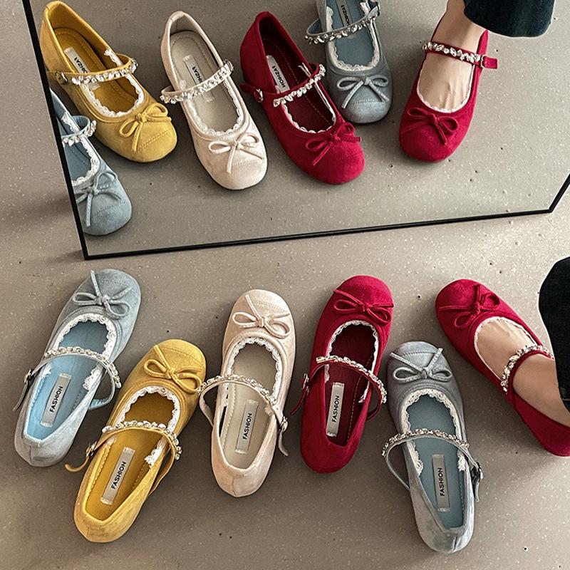 Korean Version of the Design Sense Bow Flat Bottom Shallow Mouth Mary Jane Shoes Women's 2025 Summer New Versatile Exquisite Small Leather Shoes