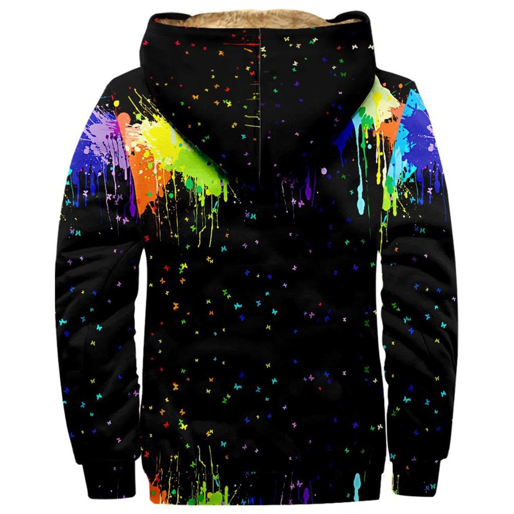 Men's Print Jacket Men's Spring And Autumn Casual Trend Zipper Hooded Jacket