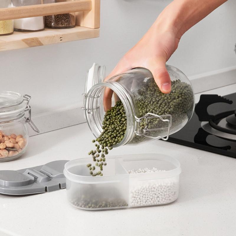 Clear Lid Double Compartment Food Storage Container Plastic Snacks Keepers For Kids Travel And Daily Use