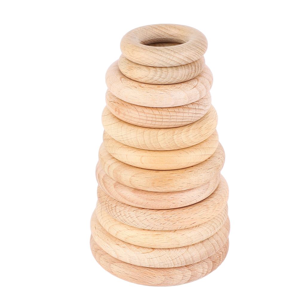 12Pcs Wooden Rings 6 Different Sizes Natural Wood Rings Unfinished Wooden Rings for Crafts Macrame Jewelry Making