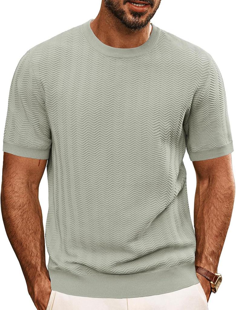 T-shirt da uomo estiva a maniche corte in maglia tinta unita casual