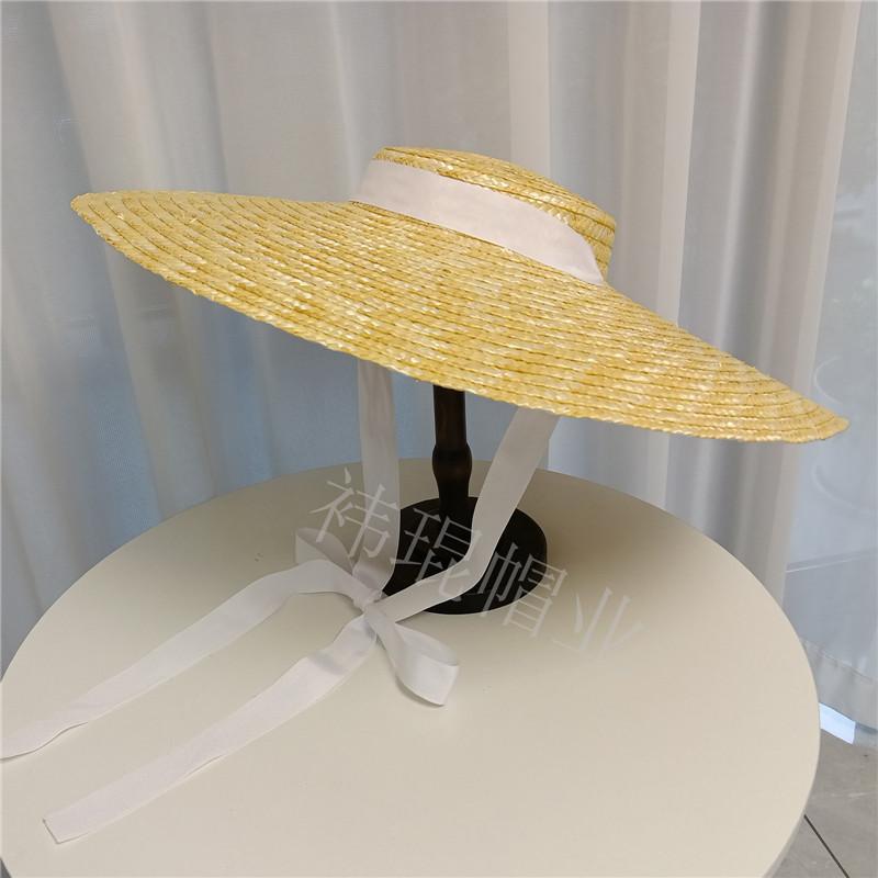 Straw Hat With Butterfly Knot For Summer Beach Sun Protection And Fashion