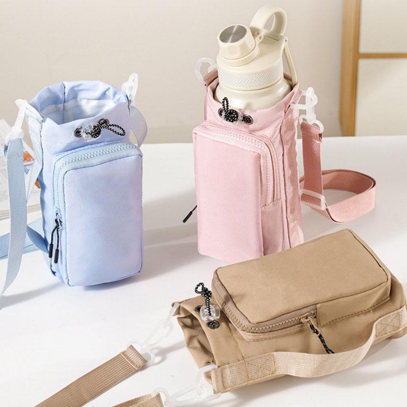 Outdoor Sports Water Bottle Bag with Adjustable Shoulder Strap and Phone Pocket Water Bottle Sleeve for Hiking Camping Gym 1E12W