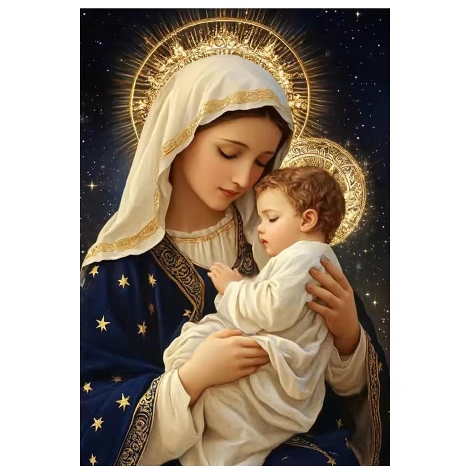 

5D Алмазная Живопись Искусство Сделай Сам Дева Мария Младенец Молитва Алмазная Вышивка Стразы Вышивка Крестом Мозаика Украшение для Дома Full Round 20x30CM