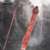 Red Round Wooden Bamboo Joint Walking Stick Decorative Cospaly Party Wood Walking Cane Halloween Mace Wand Crosier 124cm