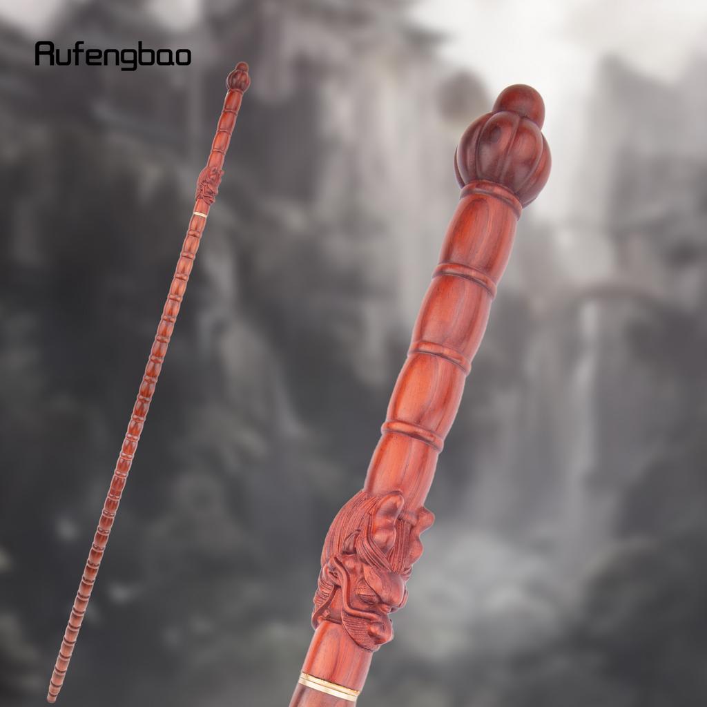 Red Round Wooden Bamboo Joint Walking Stick Decorative Cospaly Party Wood Walking Cane Halloween Mace Wand Crosier 124cm