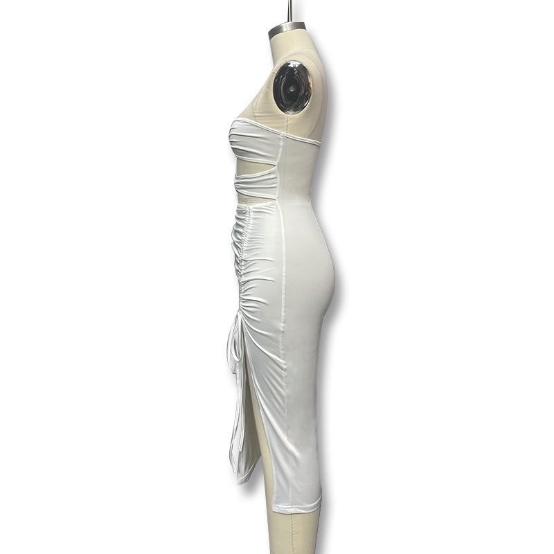 European & American Style Sexy Off-Shoulder High Slit Strapless Summer Dress for Women