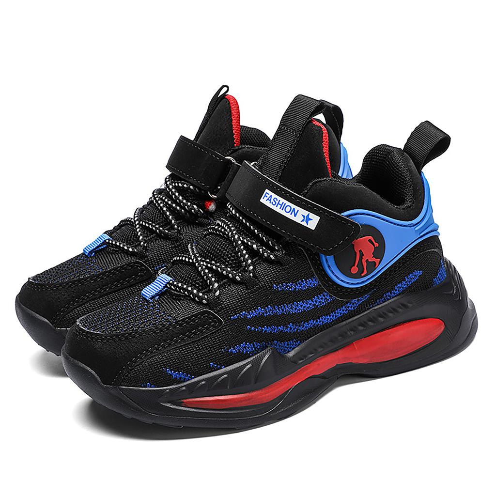 Boys' sports shoes fly mesh breathable lace-up lightweight soft sole comfortable wear-resistant basketball shoes for men