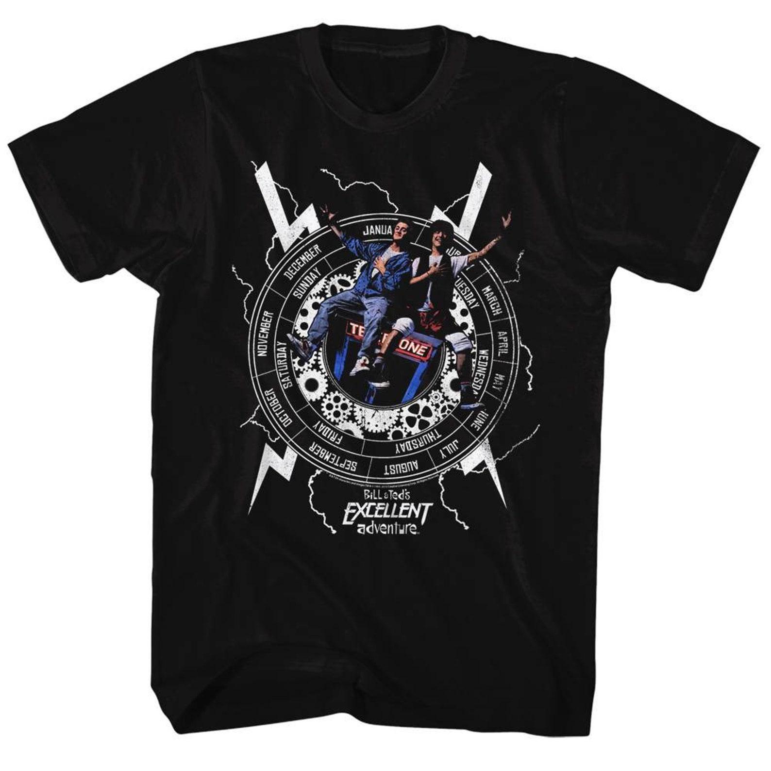 Bill and Ted Back To Time Black Adult T-Shirt L