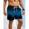 Neue Herren-Sport-Badeshorts, Kokospalmenmuster rot und pink, für lässige Strandurlaube, Kordelzug am Bund
