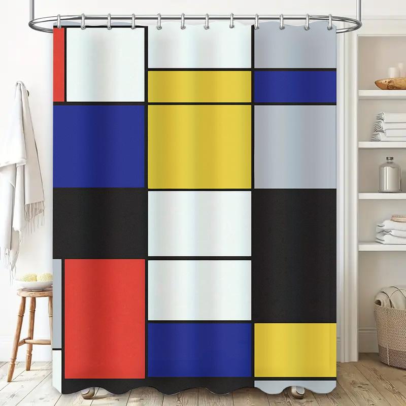 Beach House Shower Curtain Seashell Print Fabric Bathroom Decor Waterproof Hanging Decoration Kit For Home Bath Accessories In W