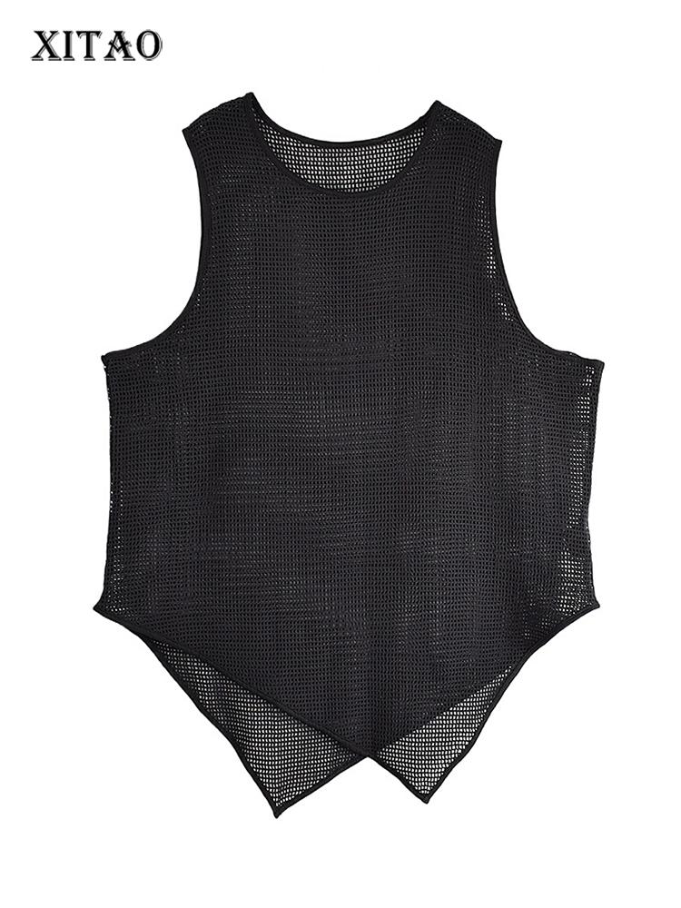 

XITAO свободный асимметричный полый безрукавный жилет повседневный женский топ GJ1027 One Size белый