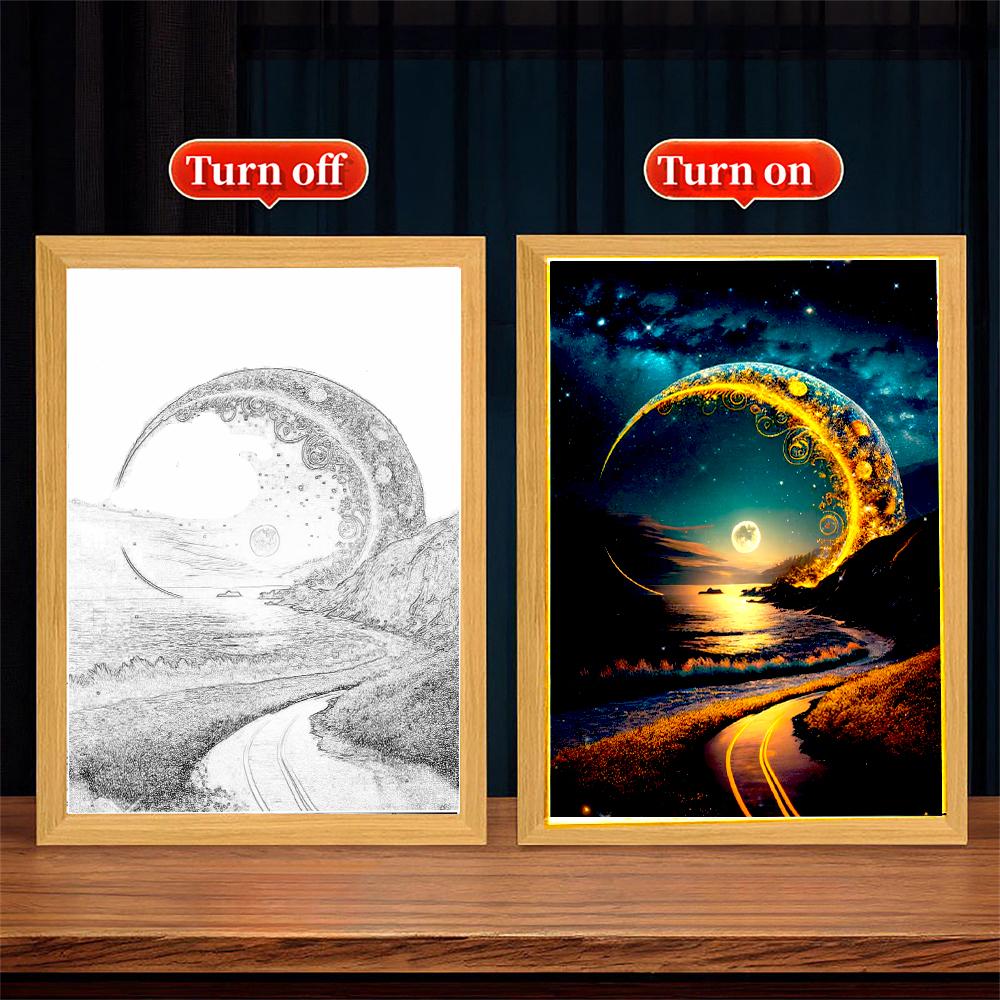 Light Painting Picture Frame Modern Landscape LED Night Light Room Decor Art Atmosphere Christmas Gifts Bedside Table Mood Lamp