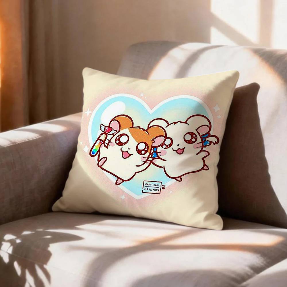 Japanese HHamster Cute   Pillow Case Pattern Printed Pillowcase For Living Room Sofa Cushion Cover