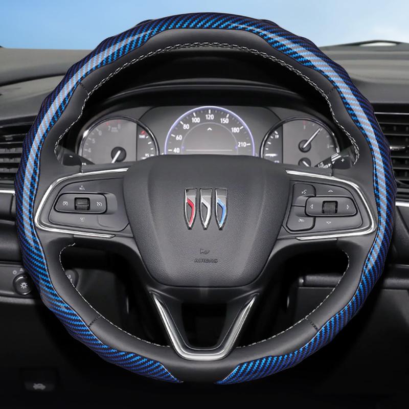 Suitable for Buick Carbon Fiber Texture Steering Wheel Cover Snap-On Wave-Shaped Sporty Design Durable Protective Case Encore Gx Envista Envision