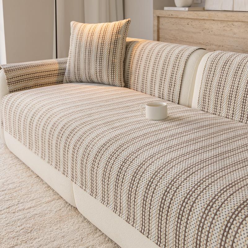 

Скандинавский чехол-накладка на диван из шенилла для гостиной, всесезонный универсальный чехол на диван, нескользящее диванное полотенце-протектор 70x70cm хаки