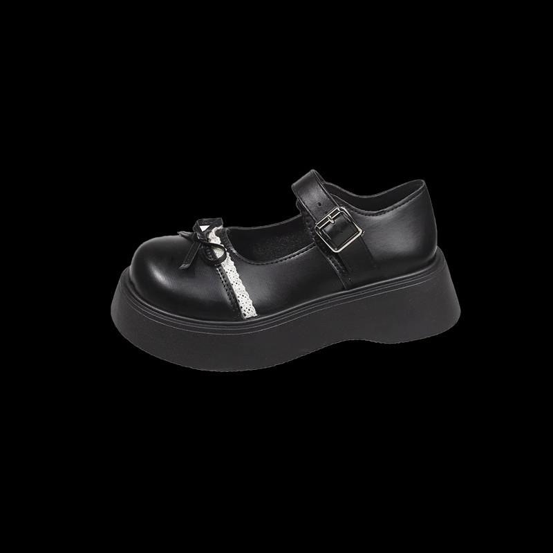 Sweet bow small leather shoes women's summer new retro platform Mary Jane single shoes