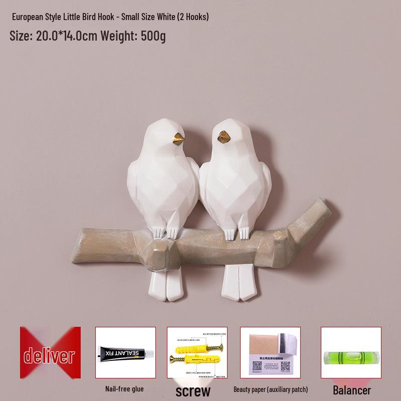 Handcrafted European-Style Small Bird Wall Hook for Keys & Coats