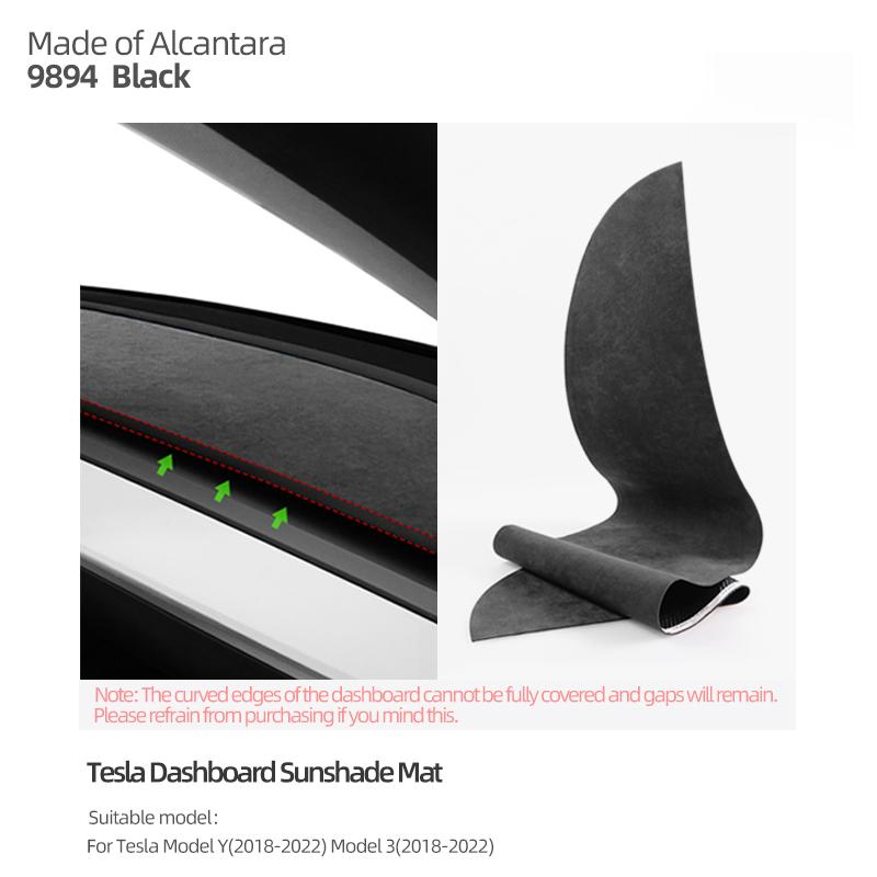 For Tesla Model 3 Y 2018-2022 Made of Alcantara Dashboard Instrument Trim Sunshade Pad Sticker Car Interior Tuning Accessories