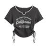 Women's Short Sleeve Large Size V Neck Short Sleeve Casual Fashion Positive Shoulder Short Top