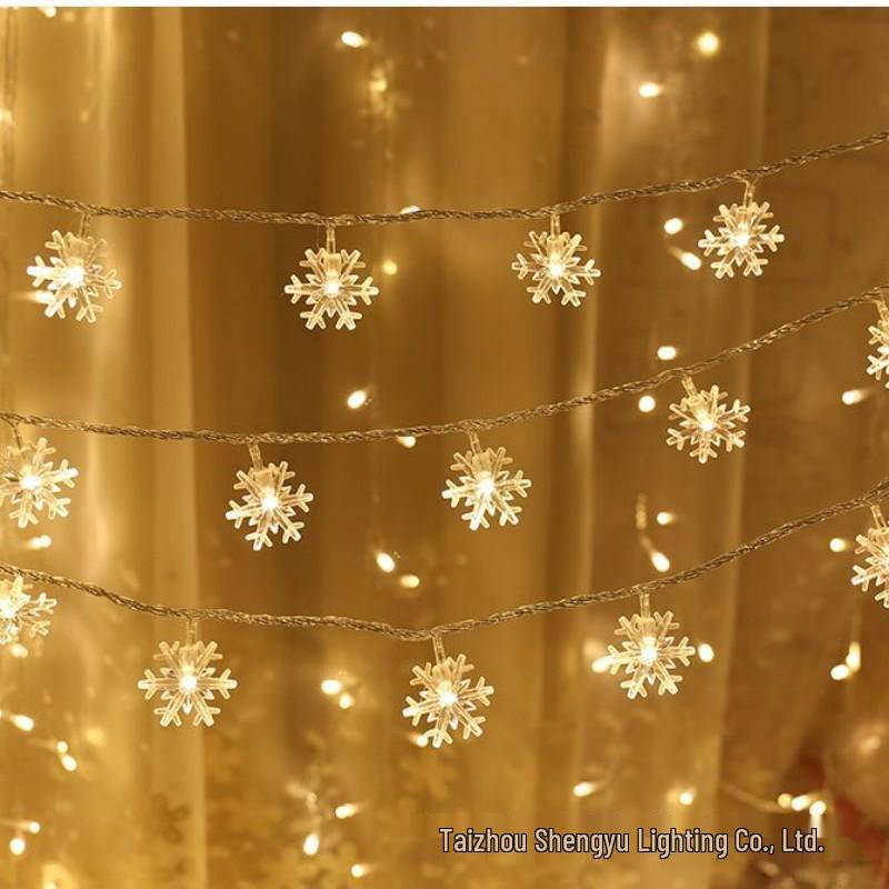 

LED Snowflake Reindeer String Lights for Christmas Tree - Colorful Outdoor Festive Decoration 1.5m 10 lights - 2-cell battery box