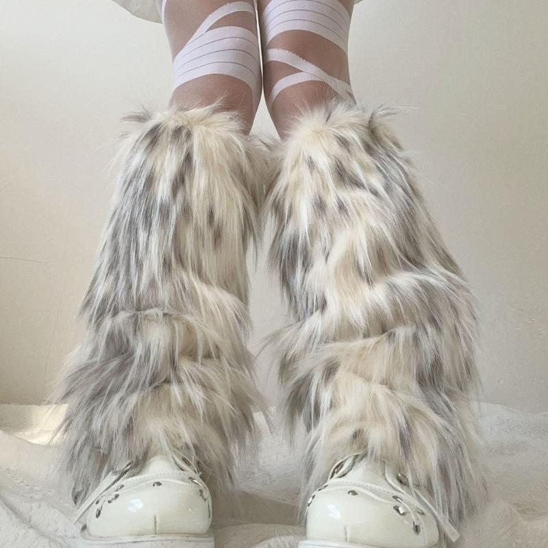 Women's Furry Leg Warmers Plush Fuzzy Boot Covers Toppers for Winter Fashion Costume Parties Thermal Leg Gaiters Socks