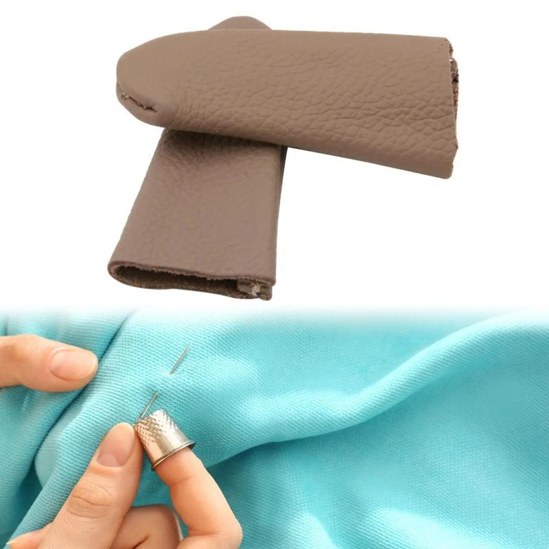 Finger Protectors Protective Sleeve Heat Insulation PU Leather Finger Cots Thimble Guards Tools for Hand Quilting Handmaking