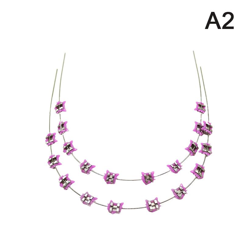 2Pcs Cartoon Cat Dental Metal Braces Archwire Without Hooks Metal Bracket And Ligature Ties Colorful Temporary Tooth Decoration