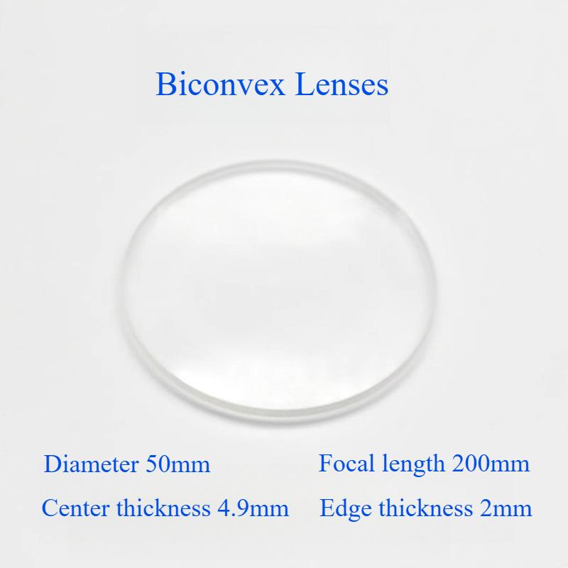 1PC 50mm Double Convex Lens Focal Length 50/100/200/300mm K9 Optical Glass Convex Lenes Magnifying Glass Biconvex Lens