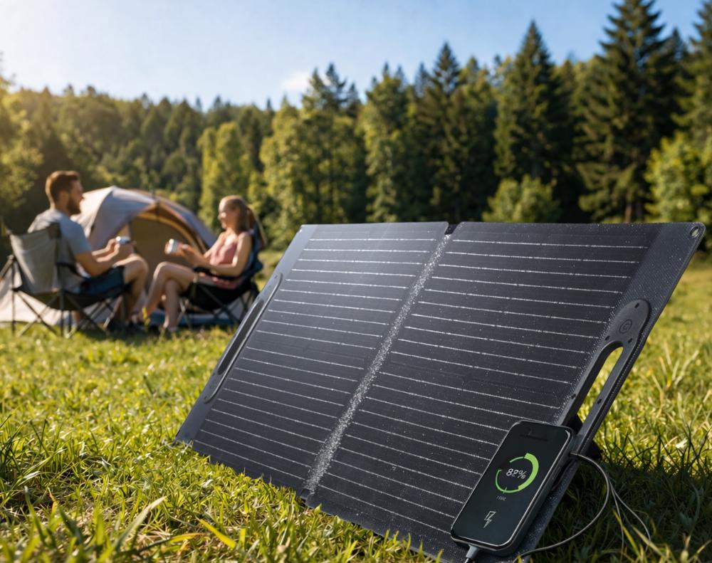 Foldable Solar Panel 60W 5V/3A USB-C Charger Quick Charge ETFE Laminate