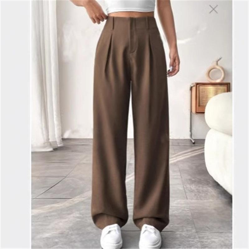 European And American 2025 Commuter High Waisted Loose Fit Trousers Spring Summer Essential Casual Wide Leg Pants For Women