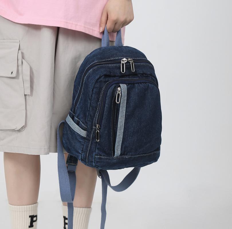 

Denim Women Backpack Casual Travel Bagpack Backbag College Student School Bags for Teenager Girls Cowboy Rucksack blue Mochila 24x29x12cm темно-синий
